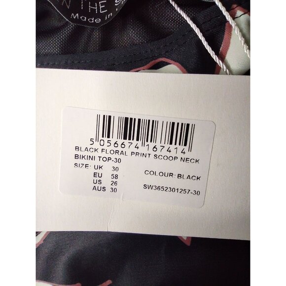 In the Style Women's Black and Cream Floral 2-piece Bikini Set Size 26 NWT - Picture 2 of 16